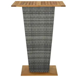 Berkfield Bar Table Grey 80x80x110 cm Poly Rattan and Solid Acacia Wood