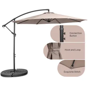 Costway 3 x 3m Patio Offset Umbrella Backyard Garden Cantilever Parasol w/ 8 Ribs