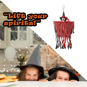 Hanging Skeleton Halloween Decoration With Light Up Eyes Trick or Treat  Red