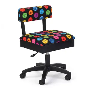 Hydraulic Sewing Chair Bright Buttons Black with Buttons Design - HT2013