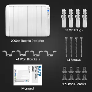 Futura Electric 2000W Radiator Panel Heater Wall Mounted Advanced Timer Digital Thermostat