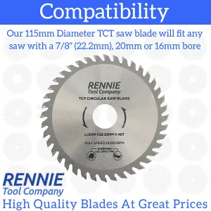 115mm x 40T TCT Circular Wood Saw Blades Fits Bosch, , Dewalt, Festool, Makita, Worx, Balck & Decker etc