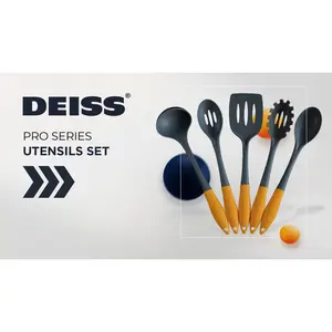 Deiss Pro 5-piece Nylon Kitchen Utensil Set - Safe for Non-stick Cookware