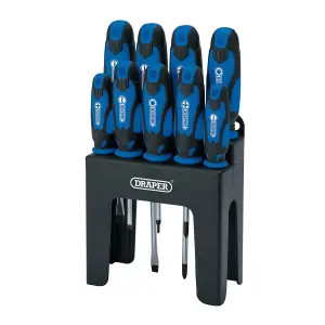 Draper  Soft Grip Screwdriver Set, Blue (9 Piece) 15960