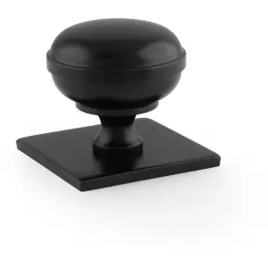 Classic Round Cabinet Door Knob & Matching Backplate - Matt Black 38mm Handle