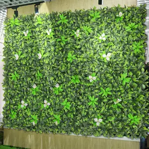 Artificial Grass Plant Wall Panel, Artificial Leaves Hedge Wall Panel H 6 cm