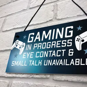 Funny Rude Gaming Sign Gift For Son Brother Christmas Birthday Bedroom Sign