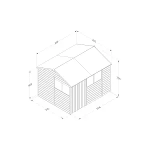 Beckwood 10x8 Reverse Apex Shed - 4 Windows - Double Door