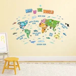 Walplus Map Of The World Kids Sticker PVC Blue