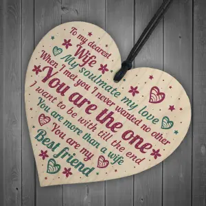 Red Ocean Handmade Anniversary Gift For Her Relationship Gift For Wife Wooden Hanging Heart Plaque