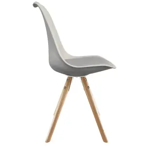 Soho Light Grey Plastic Dining Chair with Pyramid Light Wood Legs