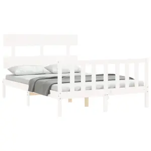 Berkfield Bed Frame with Headboard White 140x200 cm Solid Wood