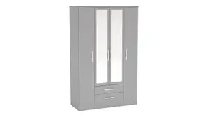 Birlea Lynx 4 Door 2 Drawer Wardrobe With Mirror Grey