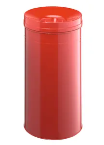 Durable Fire Extinguishing Metal Waste Bin - TUV Certified - 60L - Red