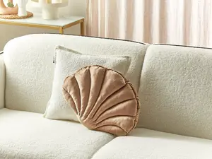 Throw Cushion CONSOLIDA Velvet Solid Sand Beige