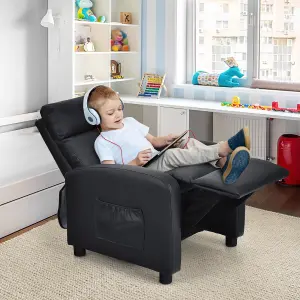 Costway Kids Recliner Chair PU Leather Ergonomic Adjustable Sofa Chair Lounge Chair