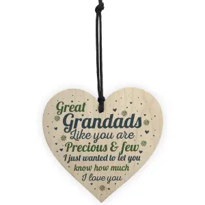 Red Ocean Great Grandad Card Birthday Christmas Gifts Wooden Heart Grandad Ornament Grandparent Gifts