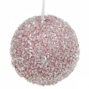 Beaded Ball Bauble (Set of 6) Pale Pink