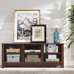 Costway TV Stand for TVs up to 55" Wooden 6 Storage Compartments TV Cabinet Table