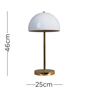 ValueLights Dargai Contemporary Gold and White Dome Table Lamp