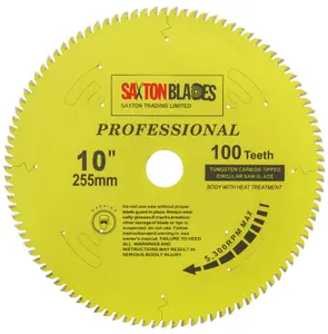 Saxton TCT255100TPRO Professional Range TCT Circular Blade 255mm x 100 Teeth x 30mm Bore, 16, 20, 25mm Reduction Ring