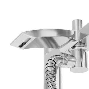 GoodHome Kariya Gloss Chrome effect Deck-mounted Bath mixer tap with shower kit