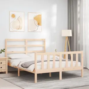 Berkfield Bed Frame with Headboard Small Double Solid Wood