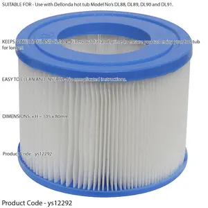 105 x 80mm Hot Tub Spa Filter Cartridge - Replacement New Water Filtration Pod