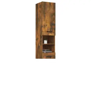 Berkfield Bathroom Cabinet Smoked Oak 32x34x188.5 cm Engineered Wood