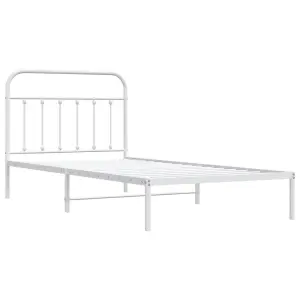 Berkfield Metal Bed Frame with Headboard White 100x200 cm