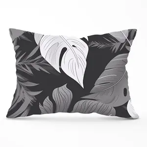 Black White Tropical Leaves Cushions 33cm x 48cm