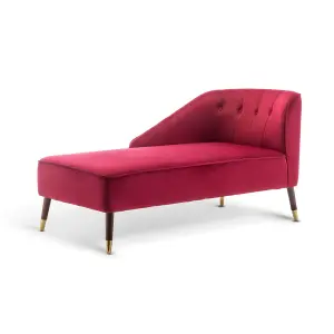 Left Hand Chaise Lounge in Velvet Scarlet Red