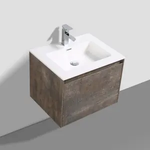 Rigel Metallic Wall Hung Bathroom Vanity Unit with White Basin (W)600mm (H)450mm