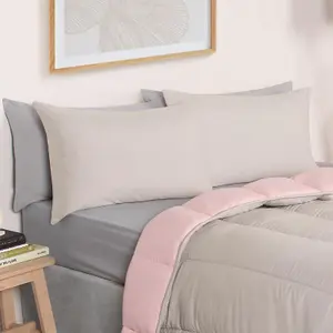 Coverless 10.5 Tog Duvet & Pillowcase, Blush/Grey - Double