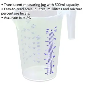 500ml Translucent Measuring Jug with Easy Read Scale and Pouring Spout