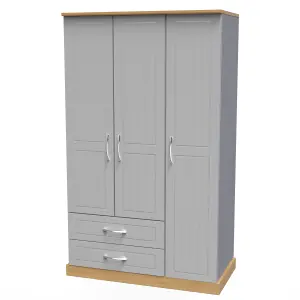 Whitby Triple Wardrobe in Grey Ash & Oak (Ready Assembled)