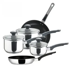 Prestige Everyday Silver Round Stainless Steel Non-Stick Straining Pots and Pans Set Pack of 5