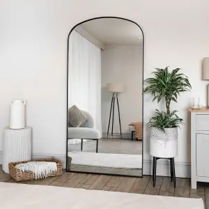 Jobu home - Yoko - Full Length Black Metal Gentle Arch Mirror - 180cm x 90cm