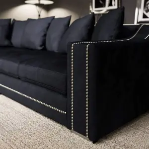 Kensington Deluxe Chenille Corner Sofa 3 - 4 Seater L Shaped Corner Sofa Left Hand Facing Charcoal