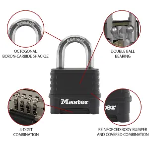 Master Lock Weather tough Black Zinc Combination Padlock (H)46mm (W)57mm