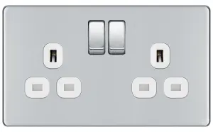 Colours Chrome Double 13A Socket & White inserts