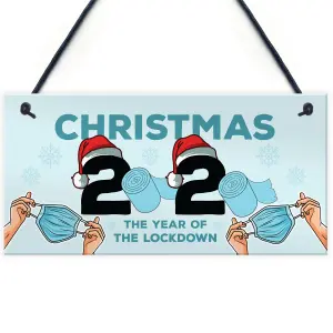 Lockdown Christmas Gift Hanging Plaque Funny Christmas Decoration Keepsake