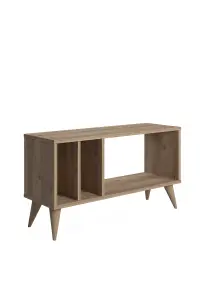 Norm TV Stand with 2 Shelves Small TV Cabinet, 90 x 30 x 49 cm TV Unit Table for TVs up to 42 inch, Oak