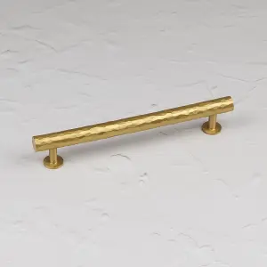 Satin Brass Hammered T Bar Cabinet Handle 160mm