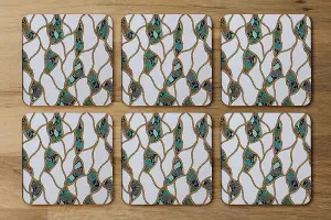 Watercolour Green Tropical Leaves Coaster Set / Default Title