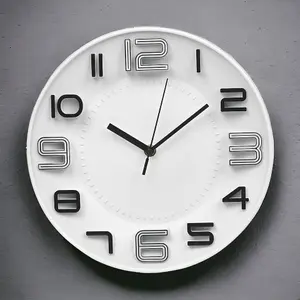 URBNLIVING 28cm Diameter White Large Analogue Wall Clock Bedroom Office Kitchen