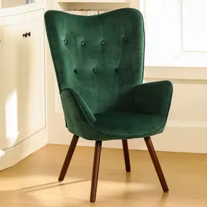 Garmon Velvet Armchair Green