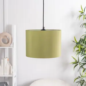 ValueLights Torbery Set of 3 - Small Medium Large Easy Fit Ceiling Light Shades Drum Lampshades - Olive Green - Bulbs Included