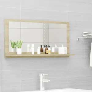 Dorlene Framed Wall Mounted Bathroom Mirror Sonoma Oak / 80 cm