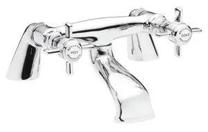 Traditional Deck Mounted Crosshead Handle Bath Filler Tap - Chrome